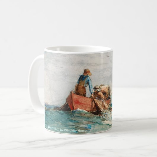 Hauling in the Nets (1887) von Winslow Homer Kaffeetasse (Vorderseite Links)