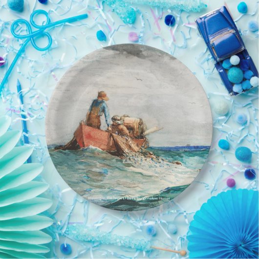 Hauling in the Nets (1887) von Winslow Homer Pappteller (Party)