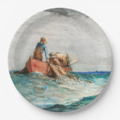 Hauling in the Nets (1887) von Winslow Homer Pappteller (Vorderseite)