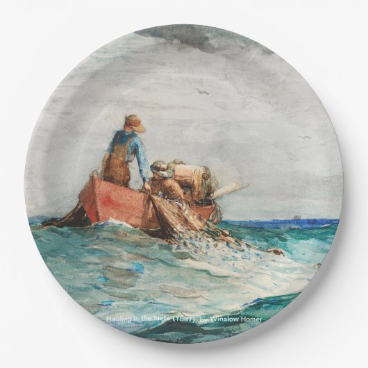 Hauling in the Nets (1887) von Winslow Homer Pappteller (Vorderseite)