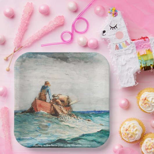 Hauling in the Nets (1887) von Winslow Homer Pappteller (Party)