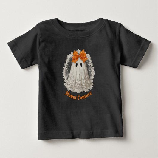 Haunt Couture Lace Ghost in Orange Bow Baby T-shirt (Vorderseite)