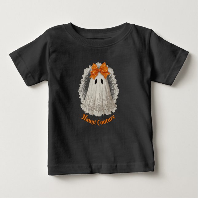 Haunt Couture Lace Ghost in Orange Bow Baby T-shirt (Vorderseite)