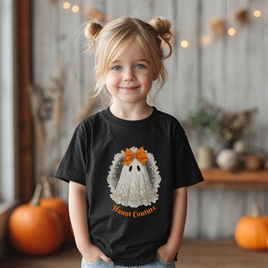 Haunt Couture Lace Ghost in Orange Bow Baby T-shirt