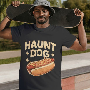 Haunt Dog Funny Halloween Hot Dog Puff Tri-Blend Shirt