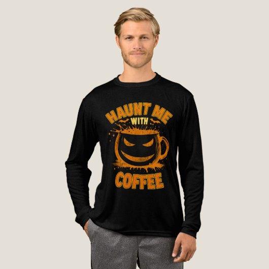 Haunt Me With Coffee Jack-O’-Lantern Halloween Tri-Blend Shirt (Volle Vorderseite)