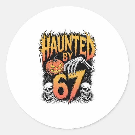 Haunted 67 Meme Six Seven 6-7 Funny Internet Joke  Runder Aufkleber (Vorderseite)