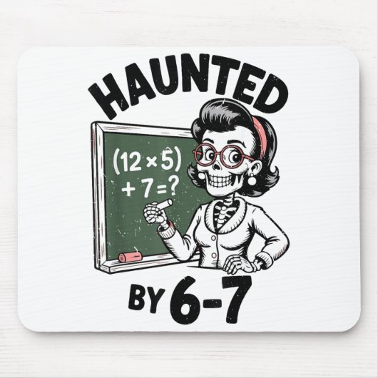 Haunted 67 Skeleton Math Teacher Halloween Costume Mousepad (Vorne)