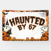 Haunted by 67 Funny Ghost And Pumpkin Halloween Banner (Horizontal)
