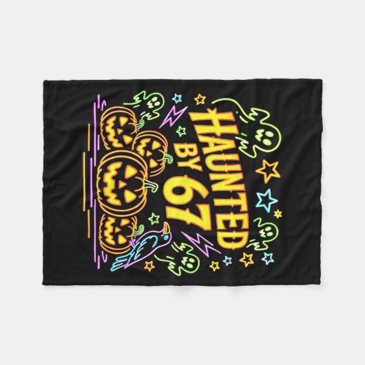 Haunted By 67 Funny Ghost And Pumpkin Halloween Fleecedecke (Vorderseite (Horizontal))