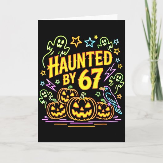Haunted By 67 Funny Ghost And Pumpkin Halloween Karte (Vorderseite)