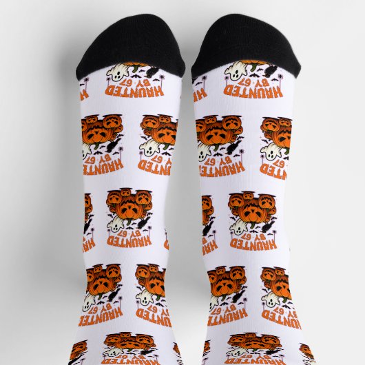Haunted by 67 Funny Ghost And Pumpkin Halloween Socken (Oben)
