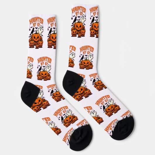 Haunted by 67 Funny Ghost And Pumpkin Halloween Socken (Rechts)