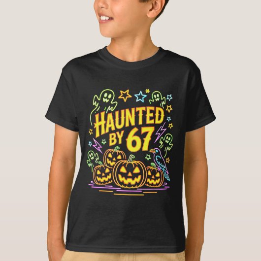 Haunted By 67 Funny Ghost And Pumpkin Halloween  T-Shirt (Vorderseite)
