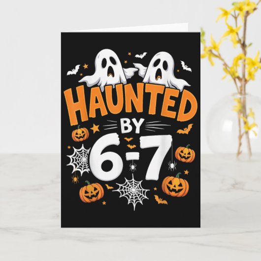 Haunted By 67 Funny Pumpkin And Ghost Halloween Co Karte (Gelbe Blume)