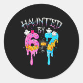 Haunted By 67 Ice Cream Drip Funny Six Seven Meme Runder Aufkleber (Vorderseite)