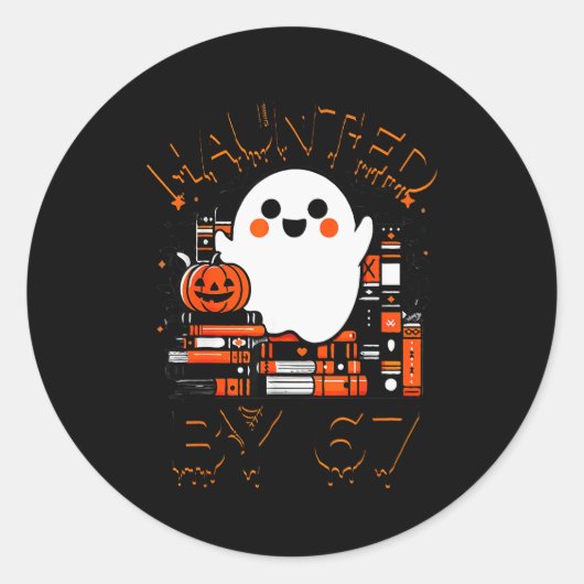 Haunted By 67 - Teacher Boo Ghost Pumpkin Hallowee Runder Aufkleber (Vorderseite)