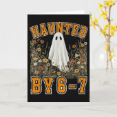 Haunted By 6 7 Ghost Floral 67 Meme Halloween Six Karte (Gelbe Blume)