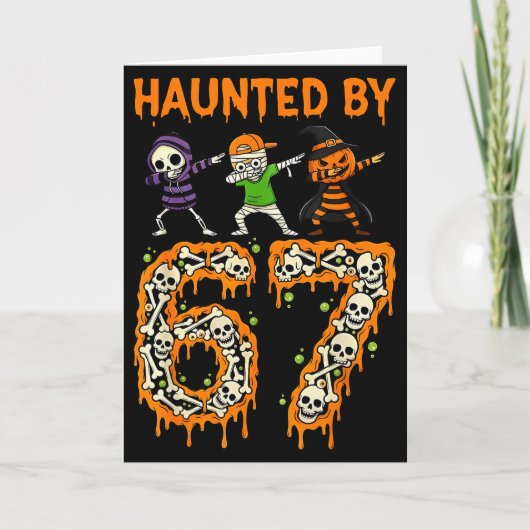 Haunted By 6-7 Halloween Skeleton Dabbing Meme Men Karte (Vorderseite)