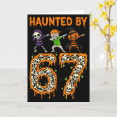 Haunted By 6-7 Halloween Skeleton Dabbing Meme Men Karte (Gelbe Blume)