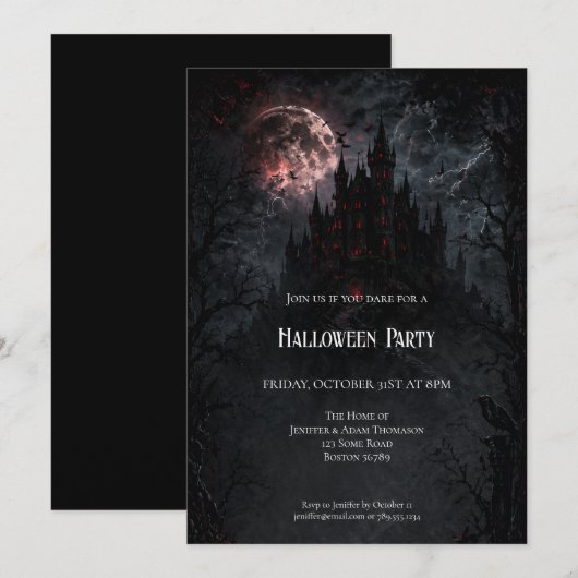 Haunted Castle Halloween Party invitation Einladung (Vorne/Hinten)
