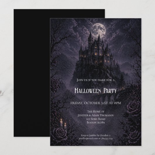 Haunted Castle Halloween Party invitation Einladung (Vorne/Hinten)