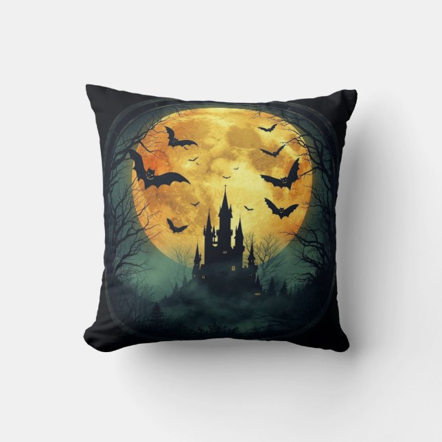 Haunted Castle Halloween Pillow Kissen (Vorderseite)
