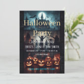 Haunted Castle Spooky Party Invitation Einladung (Stehend Vorderseite)