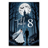Haunted Castle Wedding Couple Spooky Forest Toward Tischnummer (Vorderseite)