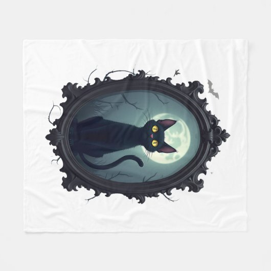 Haunted Cat Mirror Fleecedecke (Vorderseite (Horizontal))