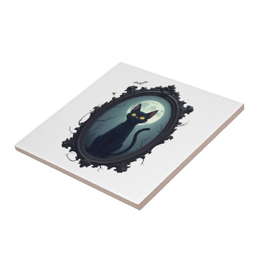 Haunted Cat Mirror Fliese (Seite)