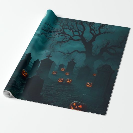 Haunted Cemetery Halloween Gift Wrap – Stunning Geschenkpapier (Ungerollt)