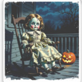 Haunted Doll and Halloween Pumpkin Aufkleber (Vorderseite)