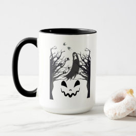 Haunted Forest Ghost Mug – Dark & Spooky Silhouett Tasse