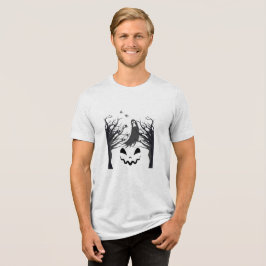 Haunted Forest Ghost Silhouette T-Shirt | Dark Min Tri-Blend Shirt