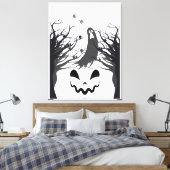 Haunted Forest Ghost Stretched Canvas – Dark & Spo Leinwanddruck (Insitu (Schlafzimmer))