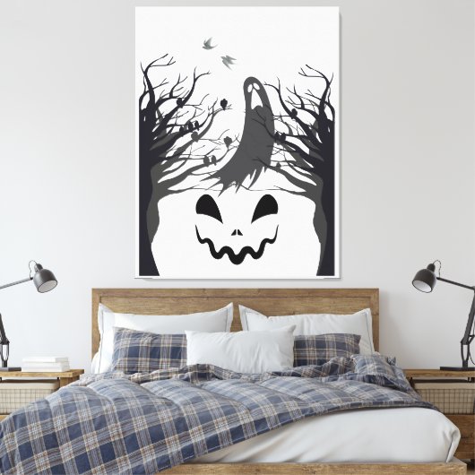 Haunted Forest Ghost Stretched Canvas – Dark & Spo Leinwanddruck (Insitu (Schlafzimmer))