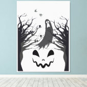 Haunted Forest Ghost Stretched Canvas – Dark & Spo Leinwanddruck (Insitu (Holzboden))