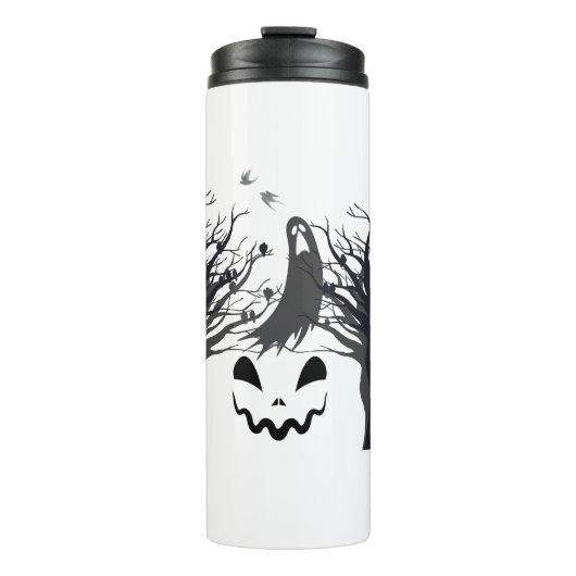 Haunted Forest Ghost Thermal Tumbler – Dark & Spoo Thermosbecher (Vorderseite)