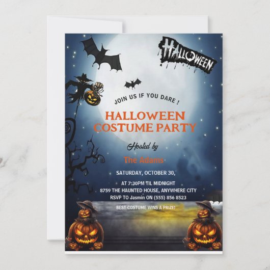 Haunted Halloween Costume Party Invitation Einladung (Vorderseite)