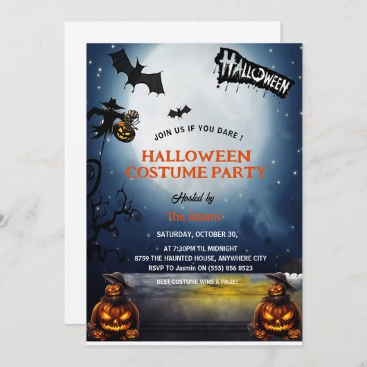Haunted Halloween Costume Party Invitation Einladung (Vorne/Hinten)