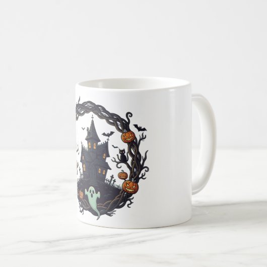 👻 "Haunted Haven" Halloween Night Mug Kaffeetasse (VorderseiteRechts)