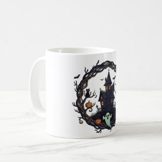 👻 "Haunted Haven" Halloween Night Mug  Kaffeetasse (Vorderseite Links)