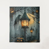 Haunted Hollow – Halloween Night Wandteppich (Vorderseite)