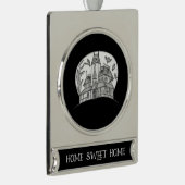 Haunted House and Bats Halloween Banner-Ornament Silber (Rechts)
