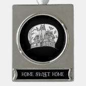 Haunted House and Bats Halloween  Banner-Ornament Silber (Vorderseite)