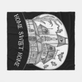 Haunted House and Bats Halloween  Fleecedecke (Vorderseite (Horizontal))