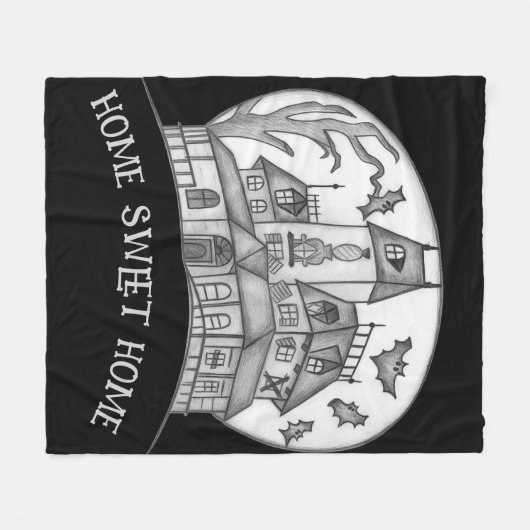Haunted House and Bats Halloween  Fleecedecke (Vorderseite (Horizontal))