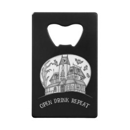 Haunted House and Bats Halloween  Geldbeutel Flaschenöffner