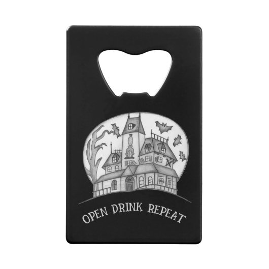 Haunted House and Bats Halloween  Geldbeutel Flaschenöffner (Vorderseite)